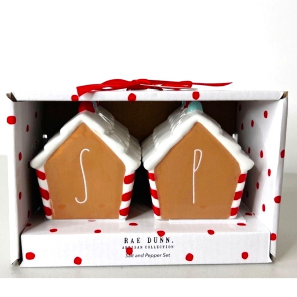 Rae Dunn Christmas Gingerbread House Salt and Pepper Shaker Set